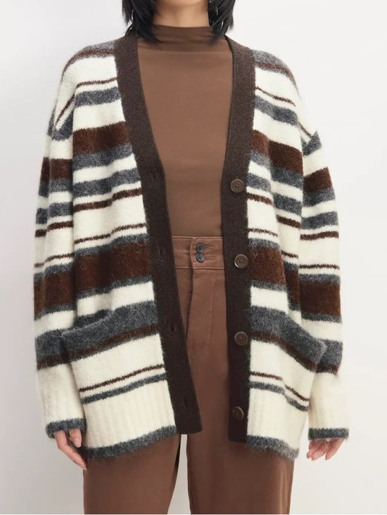 Everlane Sweaters - Everlane the Superfuzz Alpaca Wool Striped Cardigan